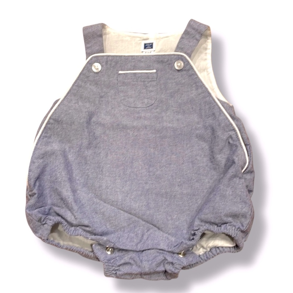 Janie and Jack Baby Blue Chambray Shortall Romper Overalls 3-6M